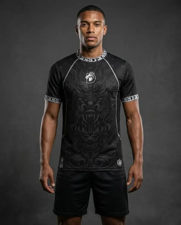 Camiseta Deportiva Dreki Dragón Negra y Gris