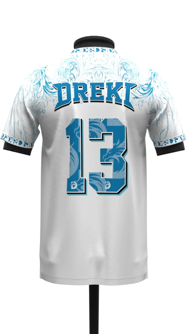 CAMISETA BLANCO Y CELESTE HOJAS